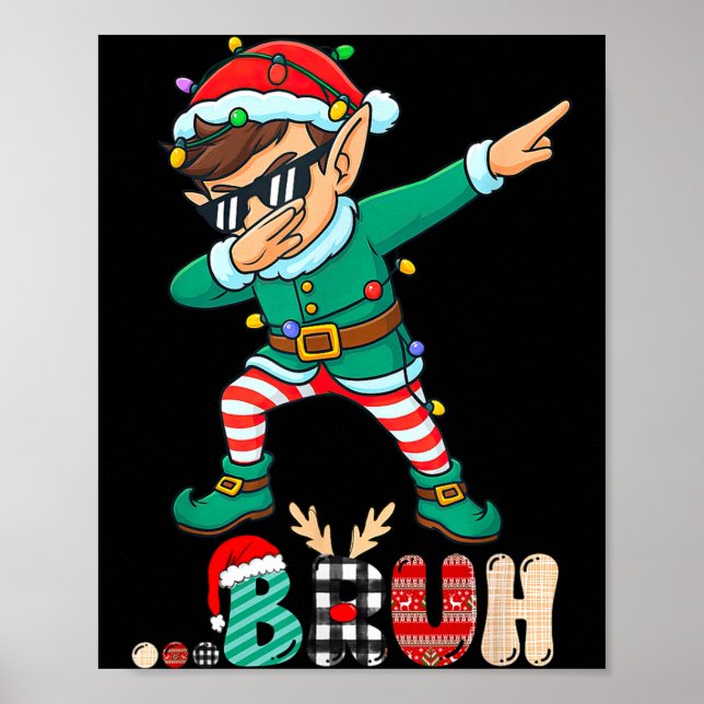 Bruh Dabbing Elf Funny Kids Boys Mens Christmas Ma Poster (Framsidan)