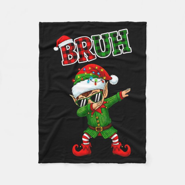 Bruh Dabbing Elf Funny Kids Years Pajamas Christma Fleecefilt (Framsidan)
