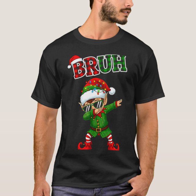 Bruh Dabbing Elf Funny Kids Years Pajamas Christma T Shirt (Framsida)