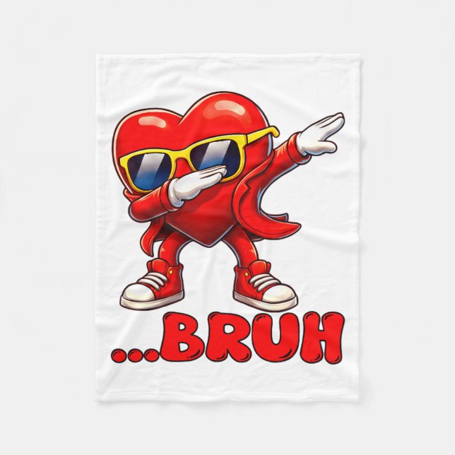Bruh Dabbing Heart Funny Kids Boys Mens Valentine  Fleecefilt (Framsidan)