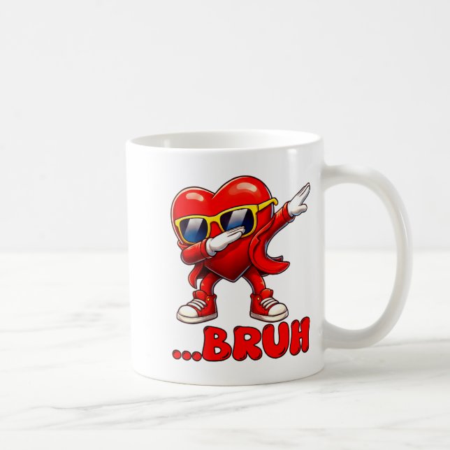Bruh Dabbing Heart Funny Kids Boys Mens Valentine  Kaffemugg (Höger)