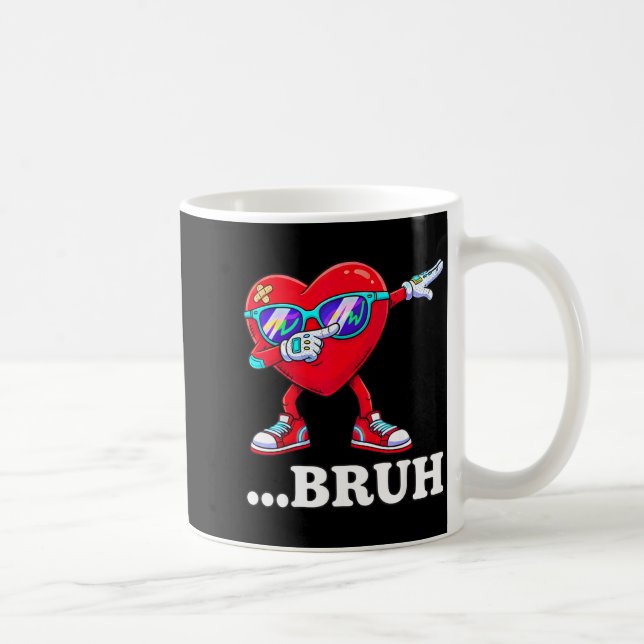 Bruh Dabbing Heart Funny Kids Boys Mens Valentine  Kaffemugg (Höger)