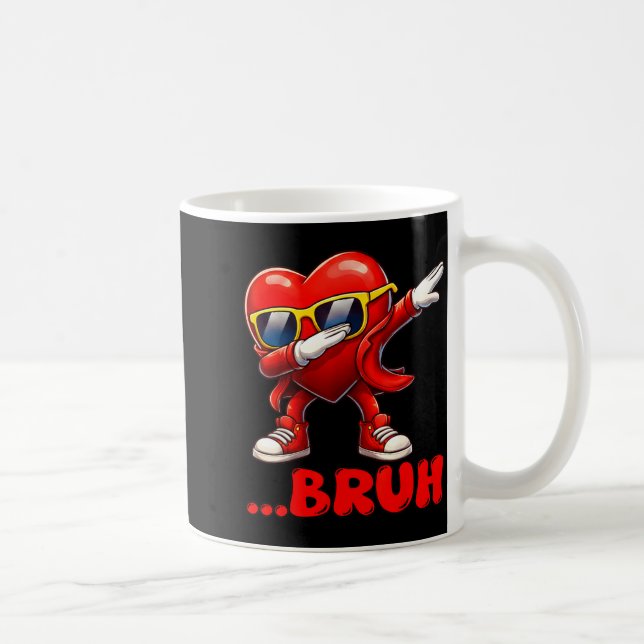 Bruh Dabbing Heart Funny Kids Boys Mens Valentine  Kaffemugg (Höger)