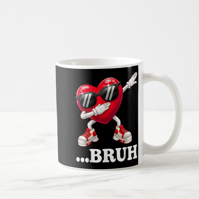 Bruh Dabbing Heart Funny Kids Boys Mens Valentine  Kaffemugg (Höger)