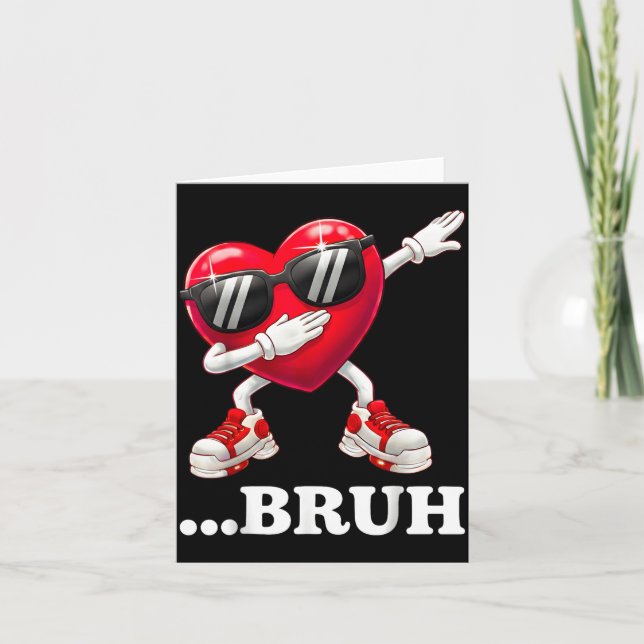 Bruh Dabbing Heart Funny Kids Boys Mens Valentine  Kort (Framsida)