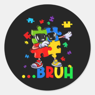 Bruh Dabbing Pussel Autism Medvetenhet Tonåringar Runt Klistermärke