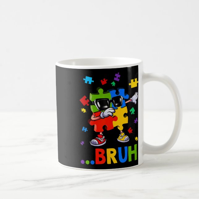Bruh Dabbing Puzzle Autism Awareness Tonåringar Bo Kaffemugg (Höger)