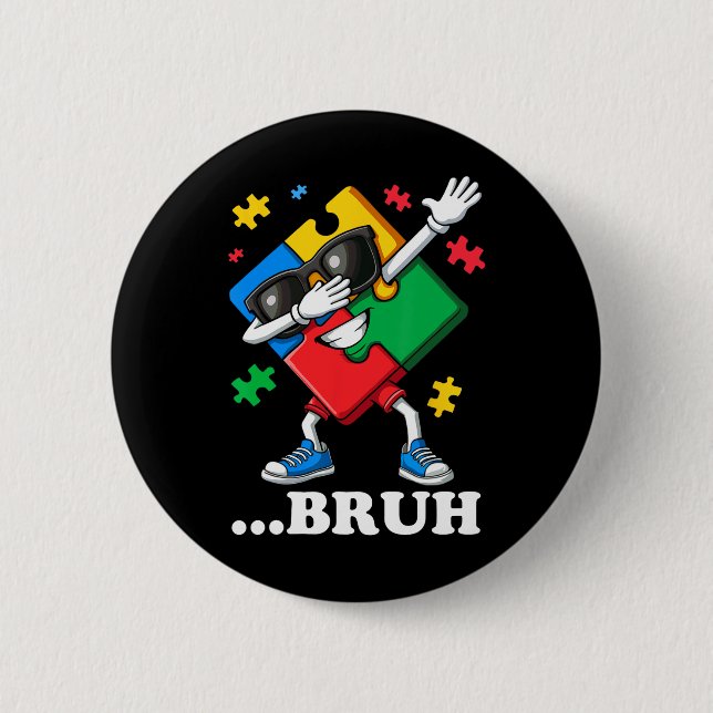 Bruh Dabbing Puzzle Funny Kids Boys Manar Autism Knapp (Framsida)