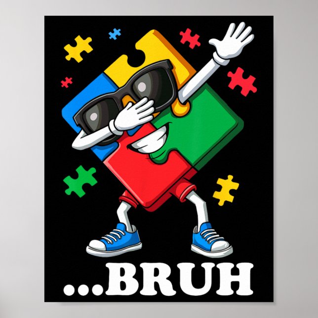 Bruh Dabbing Puzzle Funny Kids Boys Manar Autism Poster (Framsidan)