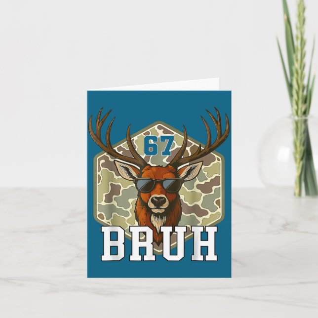 Bruh Deer 67 Funny Deer Hunting Camo Hat Youth Tee Kort (Framsida)