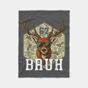 Bruh Deer 67 Rolig Älgjakt Kamouflage Hatt Ungdom Fleecefilt
