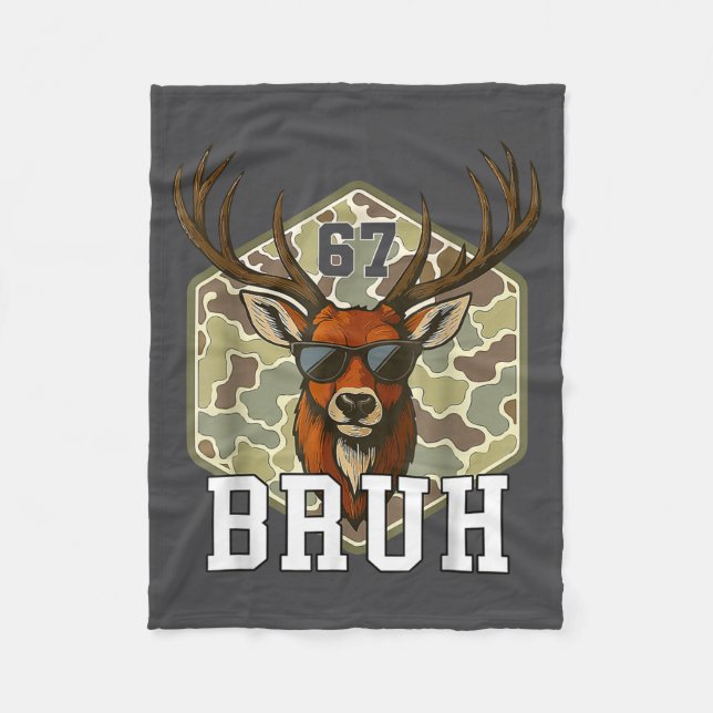 Bruh Deer 67 Rolig Älgjakt Kamouflage Hatt Ungdom  Fleecefilt (Framsidan)