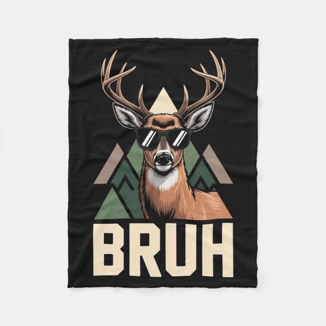 Bruh Deer Funny Deer Hunting Camo Hat Youth Kids S Fleecefilt (Framsidan)