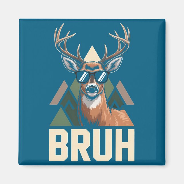 Bruh Deer Funny Deer Hunting Camo Hat Youth Kids S Magnet (Framsidan)