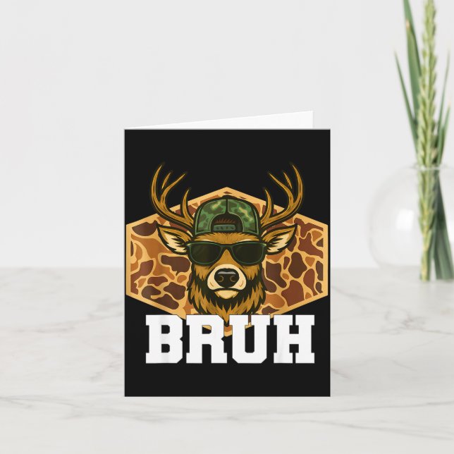 Bruh Deer Funny Deer Hunting Camo Hat Youth Teens  Kort (Framsida)