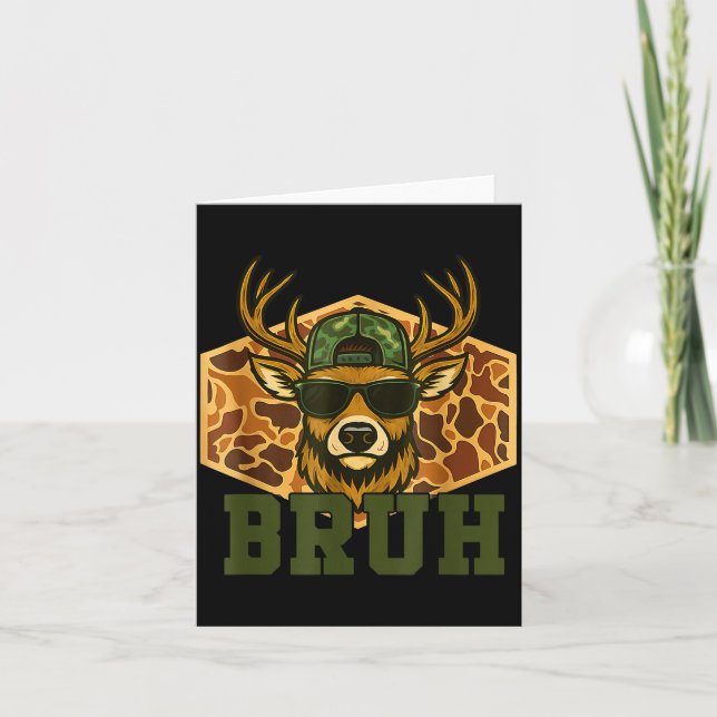 Bruh Deer Funny Deer Hunting Camo Hat Youth Teens  Kort (Framsida)