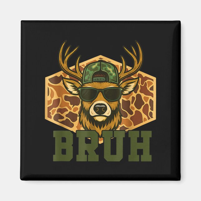 Bruh Deer Funny Deer Hunting Camo Hat Youth Teens  Magnet (Framsidan)