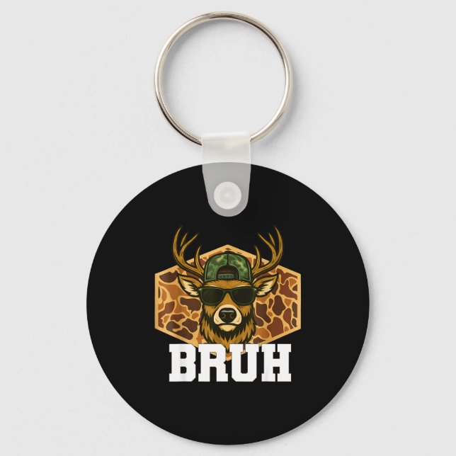 Bruh Deer Funny Deer Hunting Camo Hat Youth Teens  Nyckelring (Framsida)