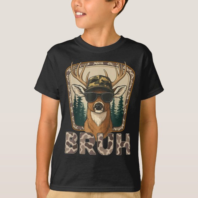 Bruh Deer Hunter Funny Deer Hunting Camo Men Teens T Shirt (Framsida)