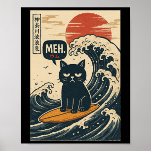 Bruh. Den Stora Vågen Kanagawa Rolig Japansk Surfi Poster