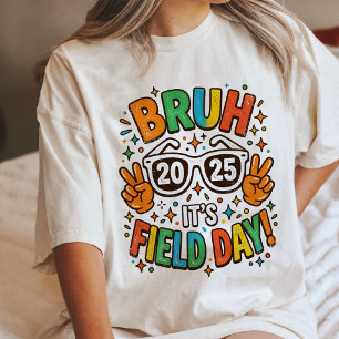 Bruh Det Är Fält dagen 2025 Retro Vibbar T Shirt