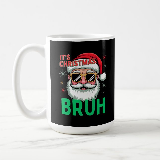 Bruh Det är julklapp Retro Santa Meme Funny Julaft Kaffemugg (Vänster)