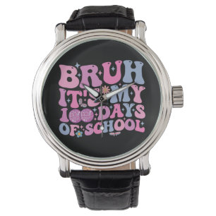Bruh Det är min 100:e skoldag Fjäril Disco Armbandsur