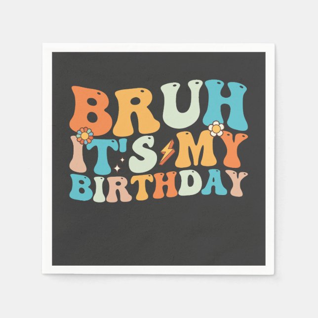 Bruh Det är min födelsedag Groovy Retro Pappersservett (Framsidan)