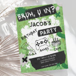 Bruh du är i videospel tonårspojkens födelsedag inbjudningar<br><div class="desc">Grunge stil Bruh,  är du med? födelse­dags­in­bi­judan. Perfekt för pojkars videospel och pizzafester.</div>