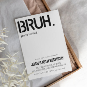 Bruh Du är inbjuden till Boys Birthday Inbjudningar