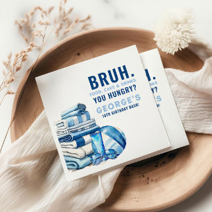 BRUH! Du Hungrig Blue Bassäng Party Boy Birthday Pappersservett