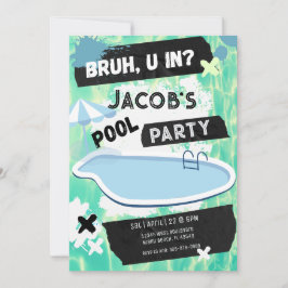 Bruh du i Bassäng Party Tonåring Boy Birthday Inbjudningar