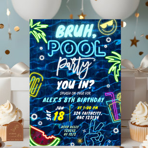 Bruh, du i sommarfödelsedag i Bassäng Party Stänk Inbjudningar