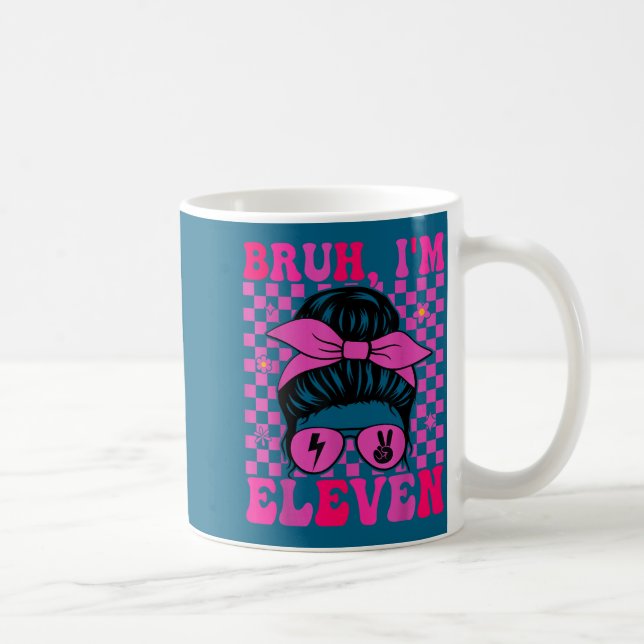 Bruh elva 11 11-års födelsedag flickor groovy 11 å kaffemugg (Höger)