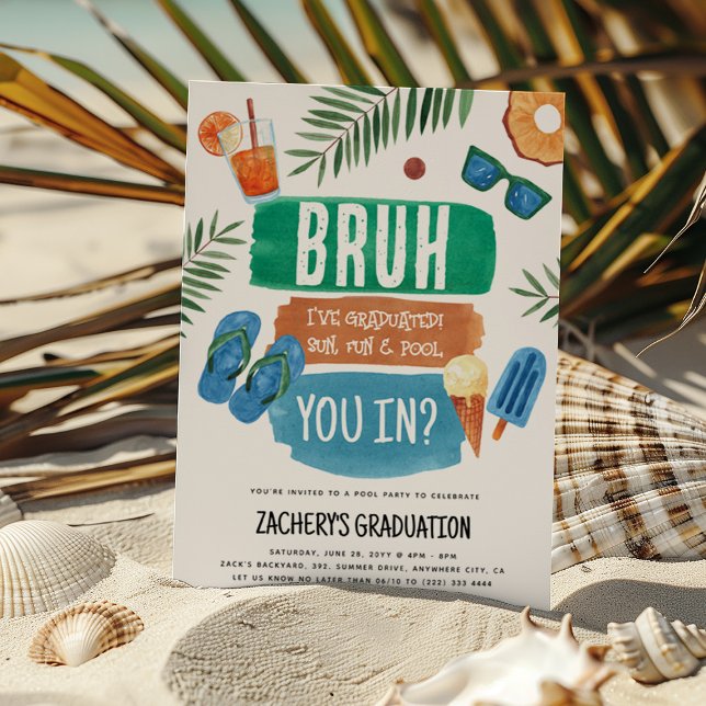 Bruh Examen Poolparty  Inbjudningar (Skapare uppladdad)