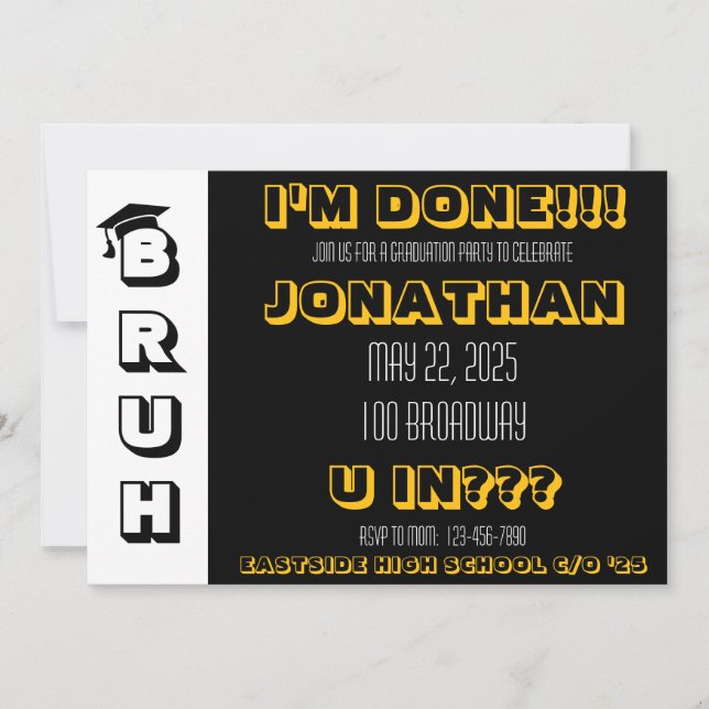 BRUH Examenfestinladning Inbjudningar (Framsida)