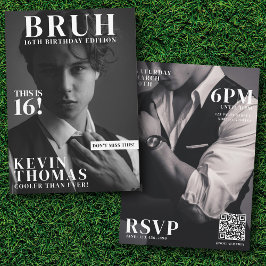 BRUH Födelsedagsfest Magazine Cover Boy Teenager Inbjudningar