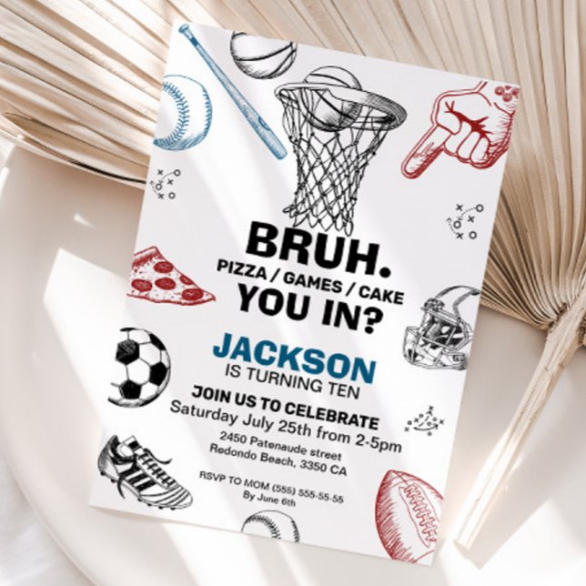 Bruh. Födelsedagsinbjudan, idrottsinbjudan Inbjudningar (Sports birthday invitation
Bruh. Birthday )