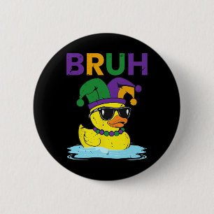 Bruh Funny Anka Mardi Gras Rubber Anka med Jester Knapp