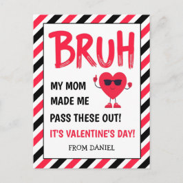 Bruh Funny Boys Valentine's Card for School Friend Vykort