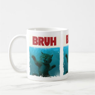 BRUH Funny Cat Grumpy Underwater Kattunge Älskare Kaffemugg