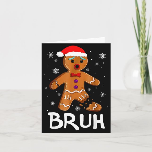Bruh Funny Christmas Gingerbread Man Teens Boys Ki Kort (Framsida)