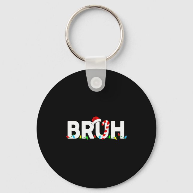 Bruh Funny Christmas Lights Teens Boys Kids Xmas P Nyckelring (Framsida)