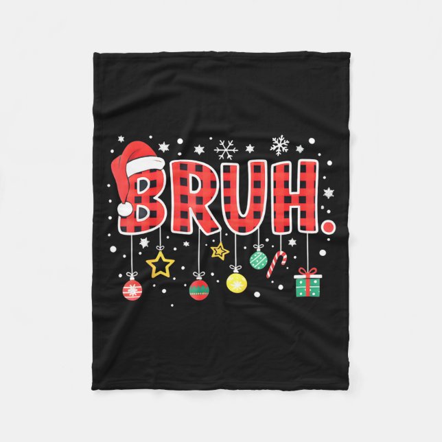 Bruh Funny Christmas Red Plaid Teens Boys Kids Xma Fleecefilt (Framsidan)