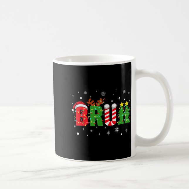 Bruh Funny Christmas Red Plaid Teens Boys Kids Xma Kaffemugg (Höger)