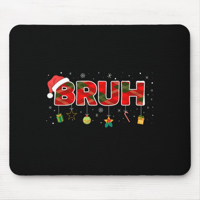 Bruh Funny Christmas Red Plaid Teens Boys Kids Xma Musmatta (Framsidan)