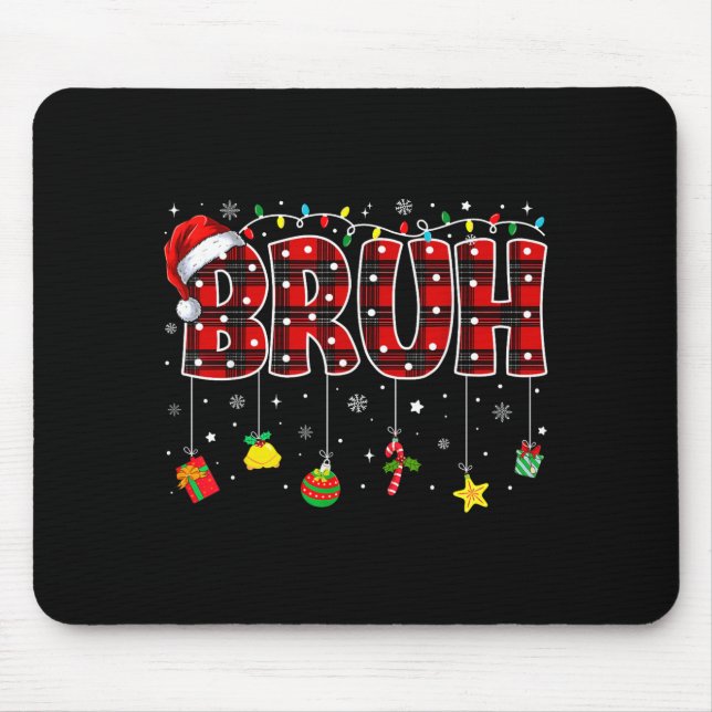 Bruh Funny Christmas Red Plaid Teens Boys Kids Xma Musmatta (Framsidan)