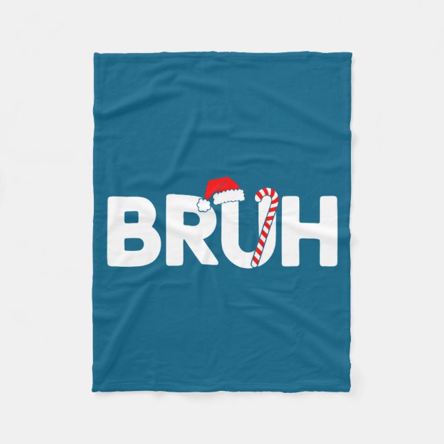 Bruh Funny Christmas Santa Hat Teens Boys Kids Xma Fleecefilt (Framsidan)