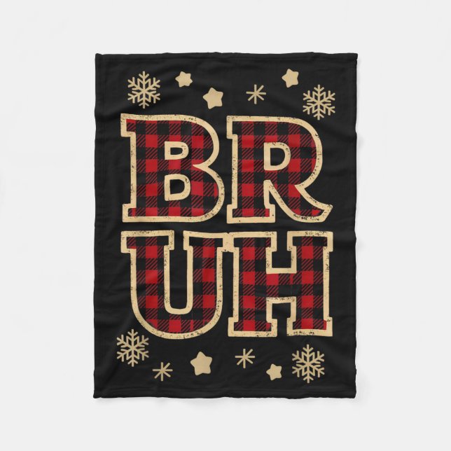 Bruh Funny Christmas Teens Boys Kids Xmas Pajamas  Fleecefilt (Framsidan)