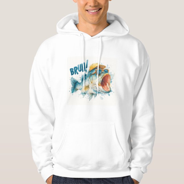 BRUH Funny Fish Meme | Coola Fishing Humor T-Shirt Hoodie (Framsida)